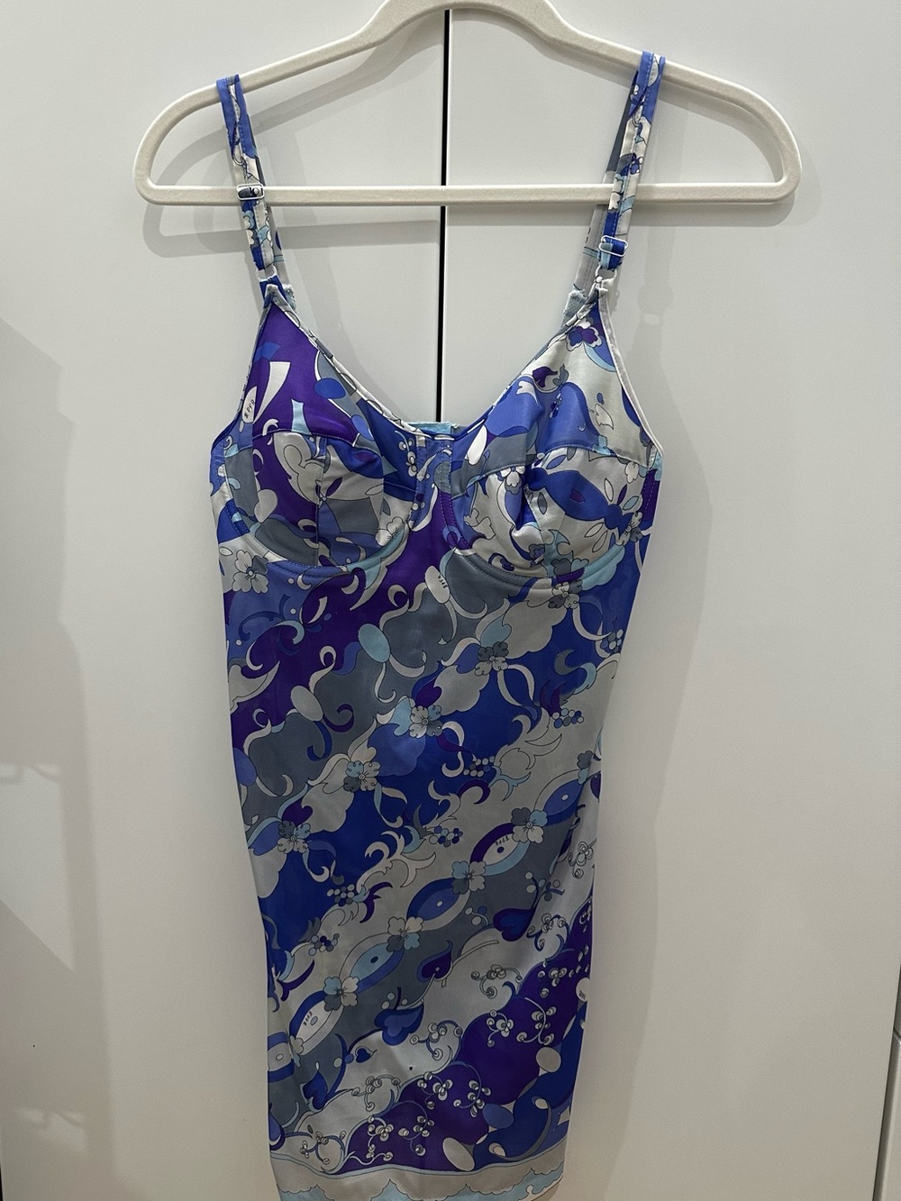 Emilio Pucci Blue & Purple Floral Satin Slip